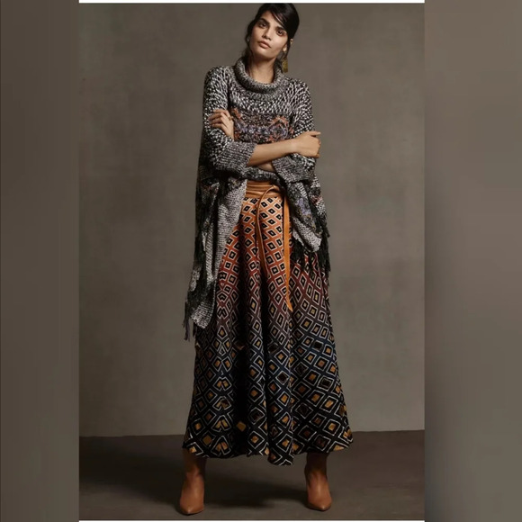 Pilcro x Anthropologie MAGDA KNIT Black Geometric Pullover Poncho Size M/L - Picture 3 of 13